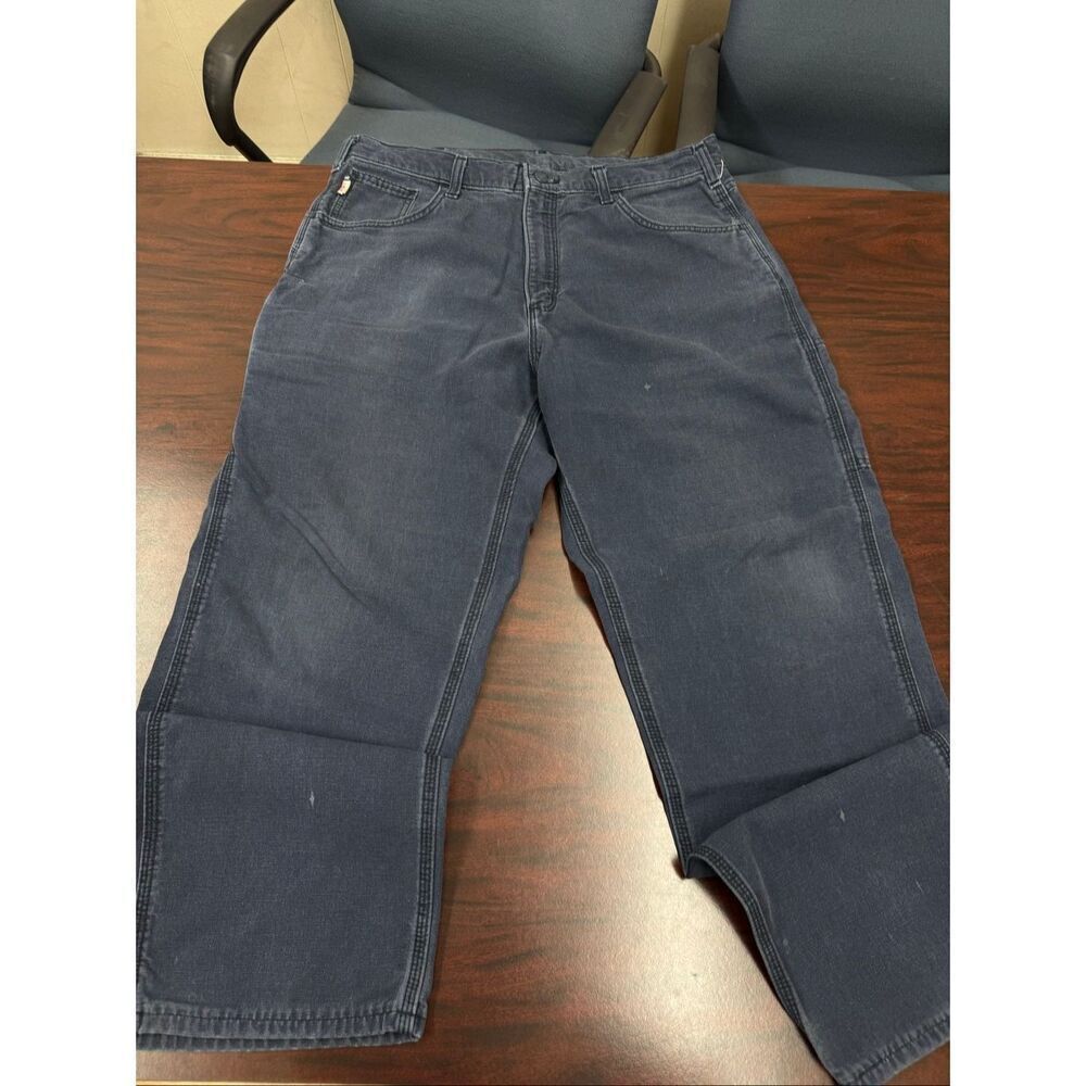 Carhartt Mens Navy Original Fit Fire Resistant Midweight Canvas Pants Size 36x32